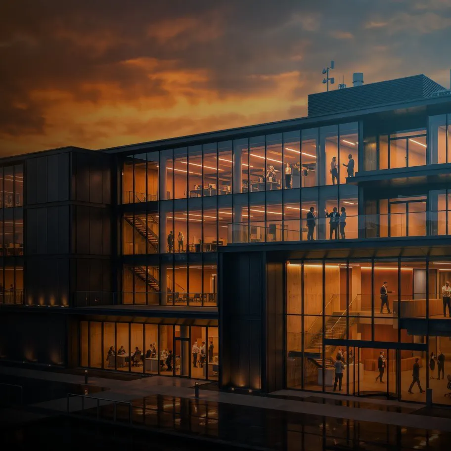 glass-building-in-orange-colours
